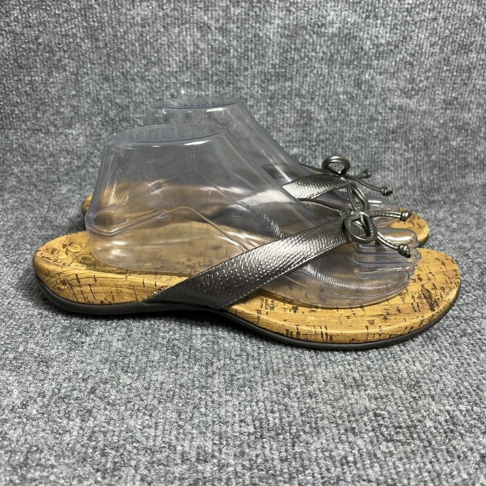 Vionic Cassie Flip Flops Womens 10 Pewter Slip On Thong Orthotic Comfort Sandals